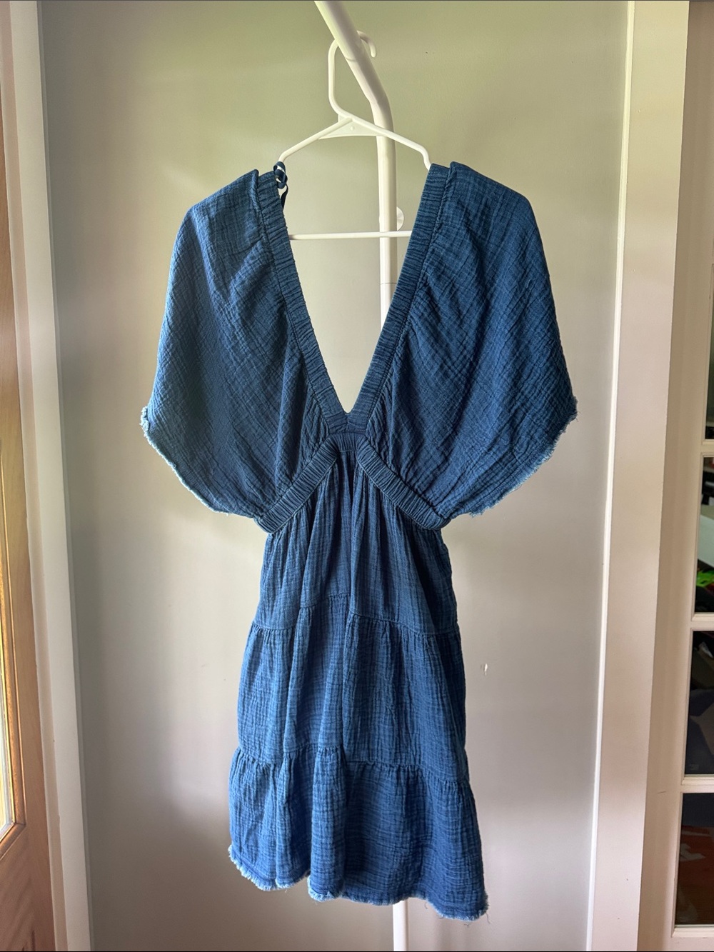 NWT aerie Navy V-Neck Tiered Mini Dress